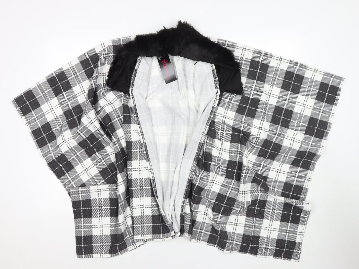 Charmine Womens Black Check Polyester Shawl/Wrap