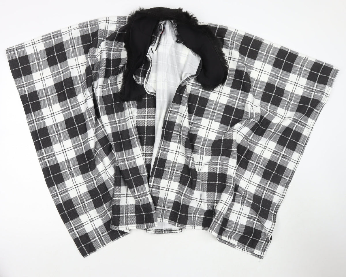 Charmine Womens Black Check Polyester Shawl/Wrap - Collared