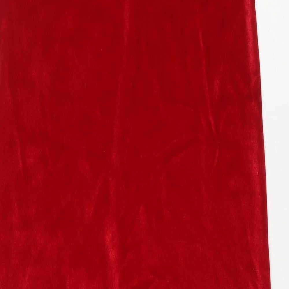 Made in U.K. Womens Red Polyester Maxi Size XS Round Neck Pullover - Side Slit(s)