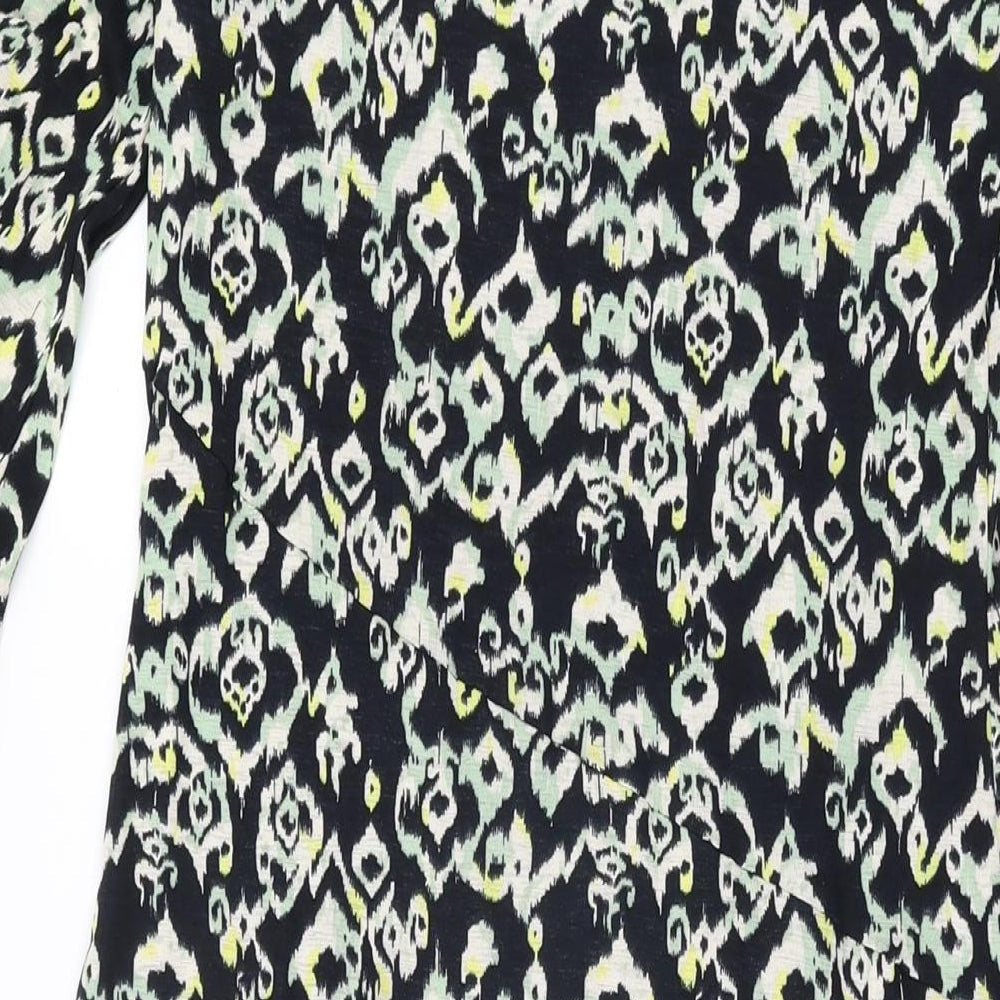 Marks & Spencer Womens Black Geometric Polyester A-Line Size 10 Round Neck Pullover