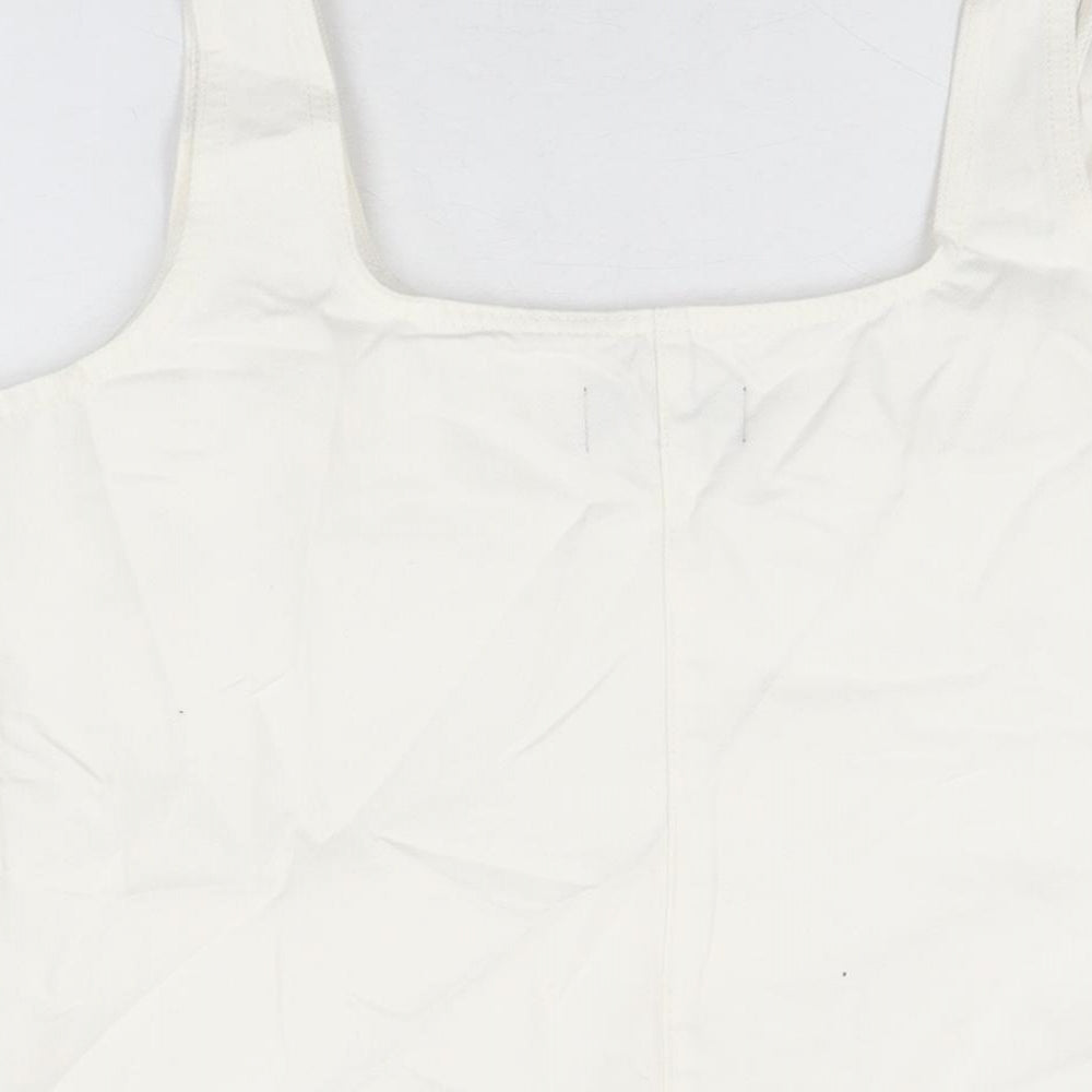 ASOS Womens Ivory Cotton Shift Size 16 Square Neck Zip