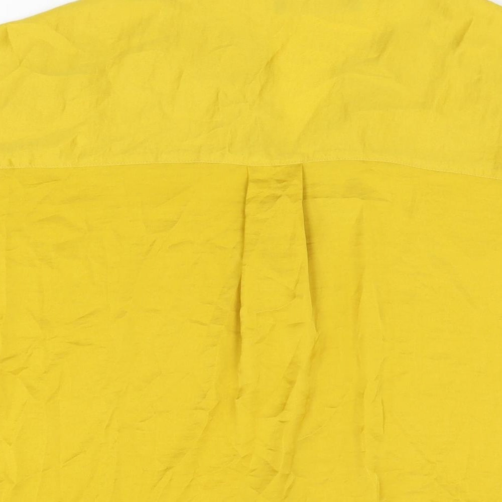 Marks & Spencer Womens Yellow Polyester Basic Blouse Size 10 V-Neck
