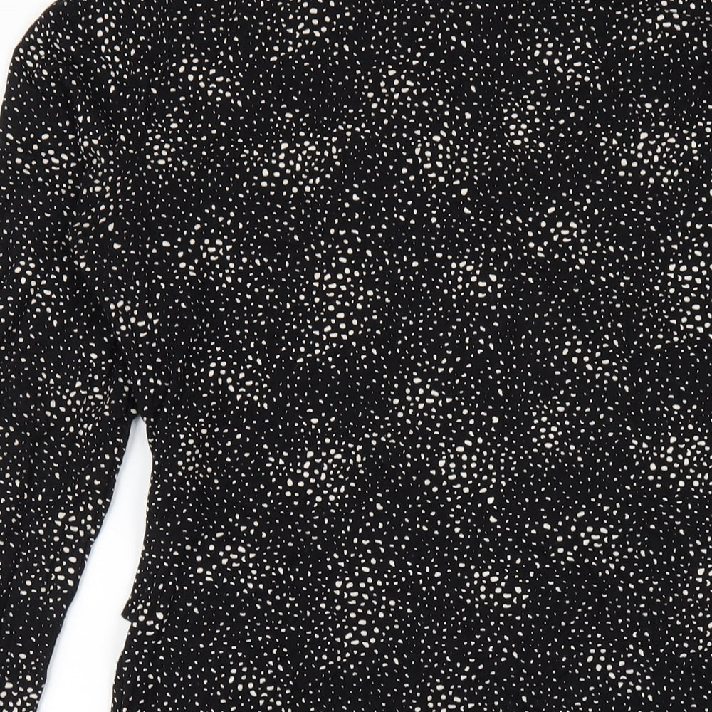 Marks & Spencer Womens Black Geometric Viscose A-Line Size 12 Round Neck Pullover