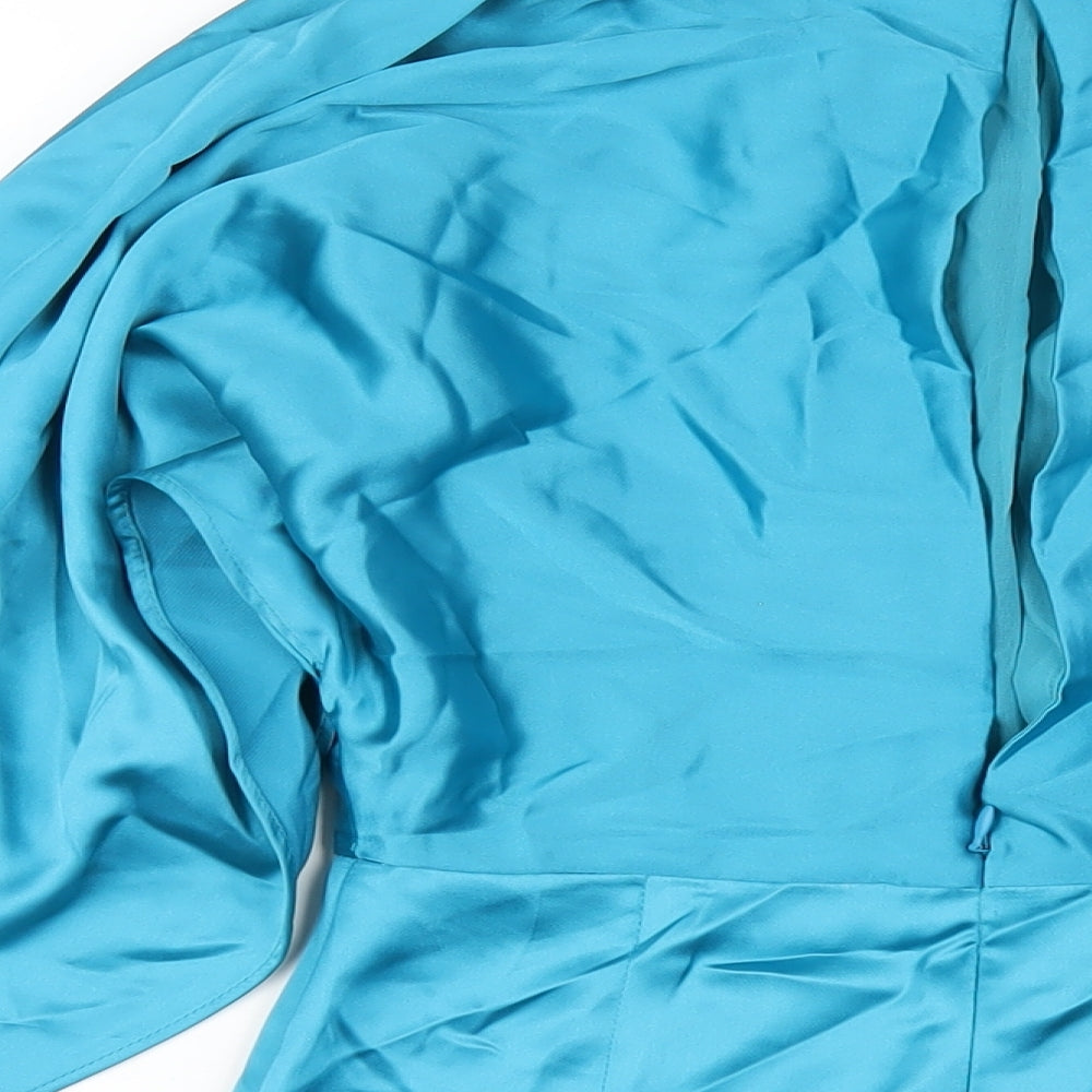 Zara Womens Blue Polyester Mini Size XS Off the Shoulder Zip