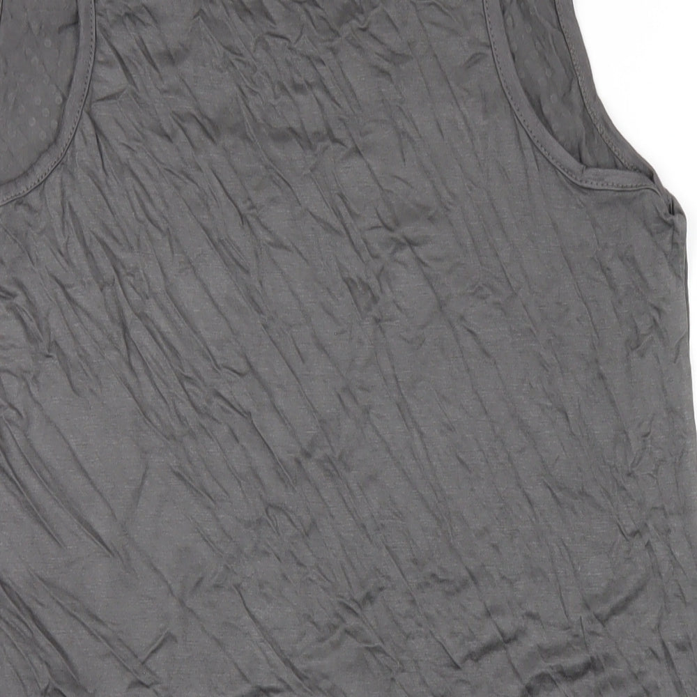 QED London Womens Grey Viscose Basic Tank Size M Round Neck - Studded