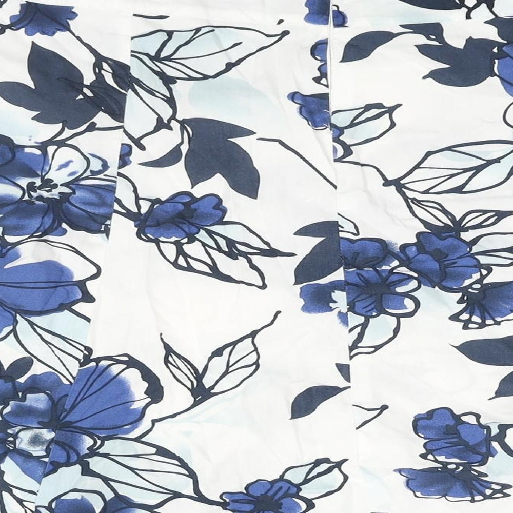 CMD Womens Blue Floral Polyester Trumpet Skirt Size 34 in Zip