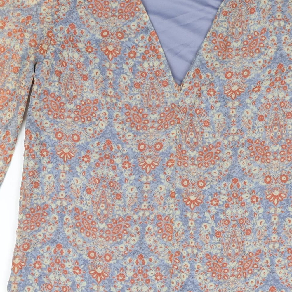 New Look Womens Multicoloured Floral Polyester Shift Size 10 Round Neck Button - Open Back