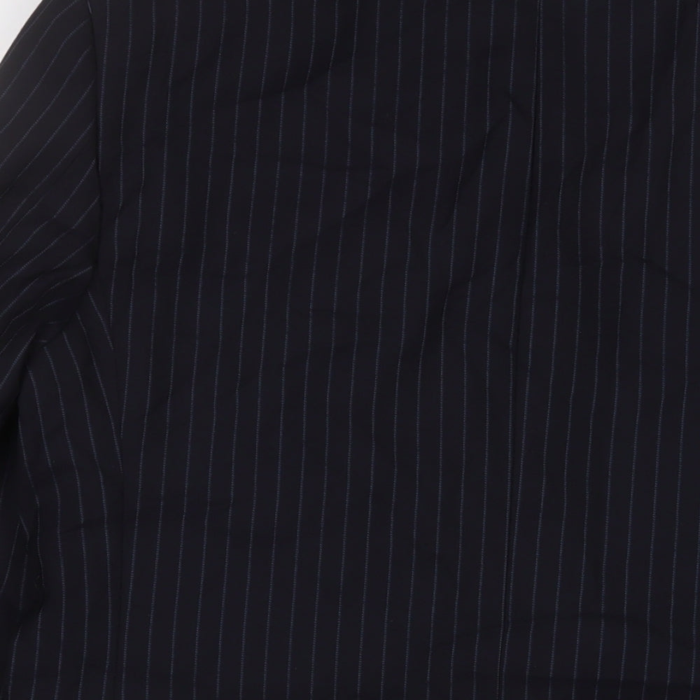 Marks & Spencer Mens Blue Striped Wool Jacket Suit Jacket Size 40 Regular - Inside Pockets