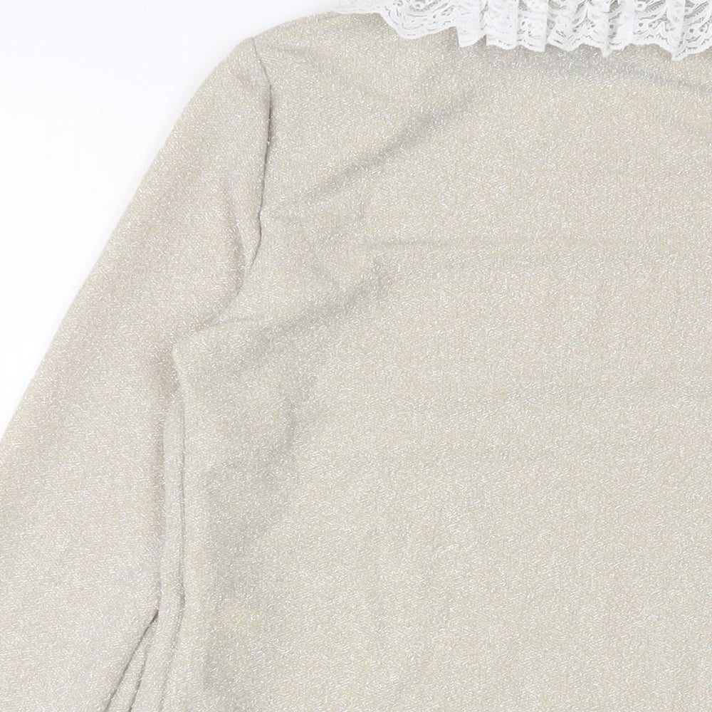 Acheval Womens Gold Polyamide Pullover Sweatshirt Size L Pullover - Glitter