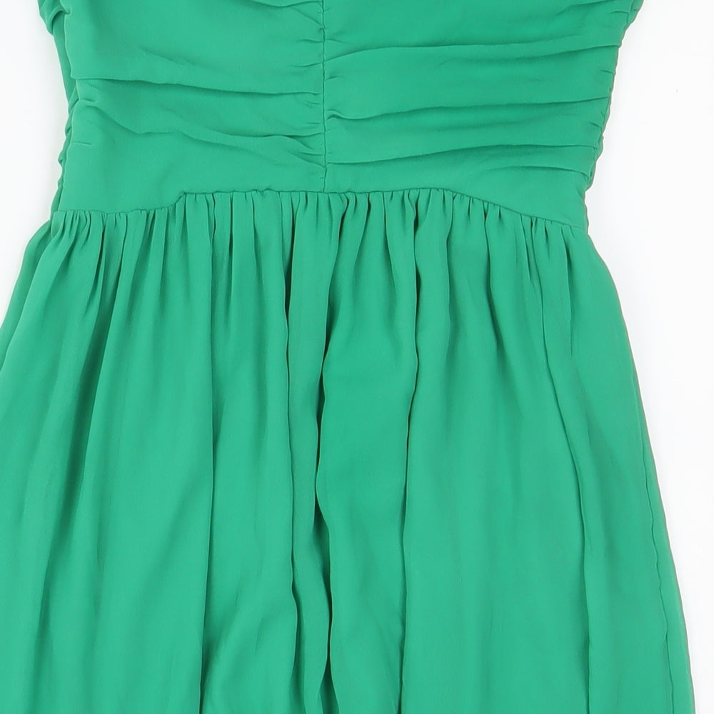 Zara Womens Green Polyester A-Line Size S Off the Shoulder Zip
