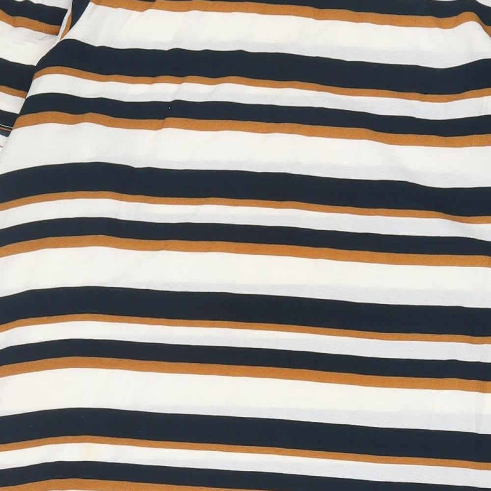New Look Womens Multicoloured Striped Polyester A-Line Size 12 Boat Neck Pullover