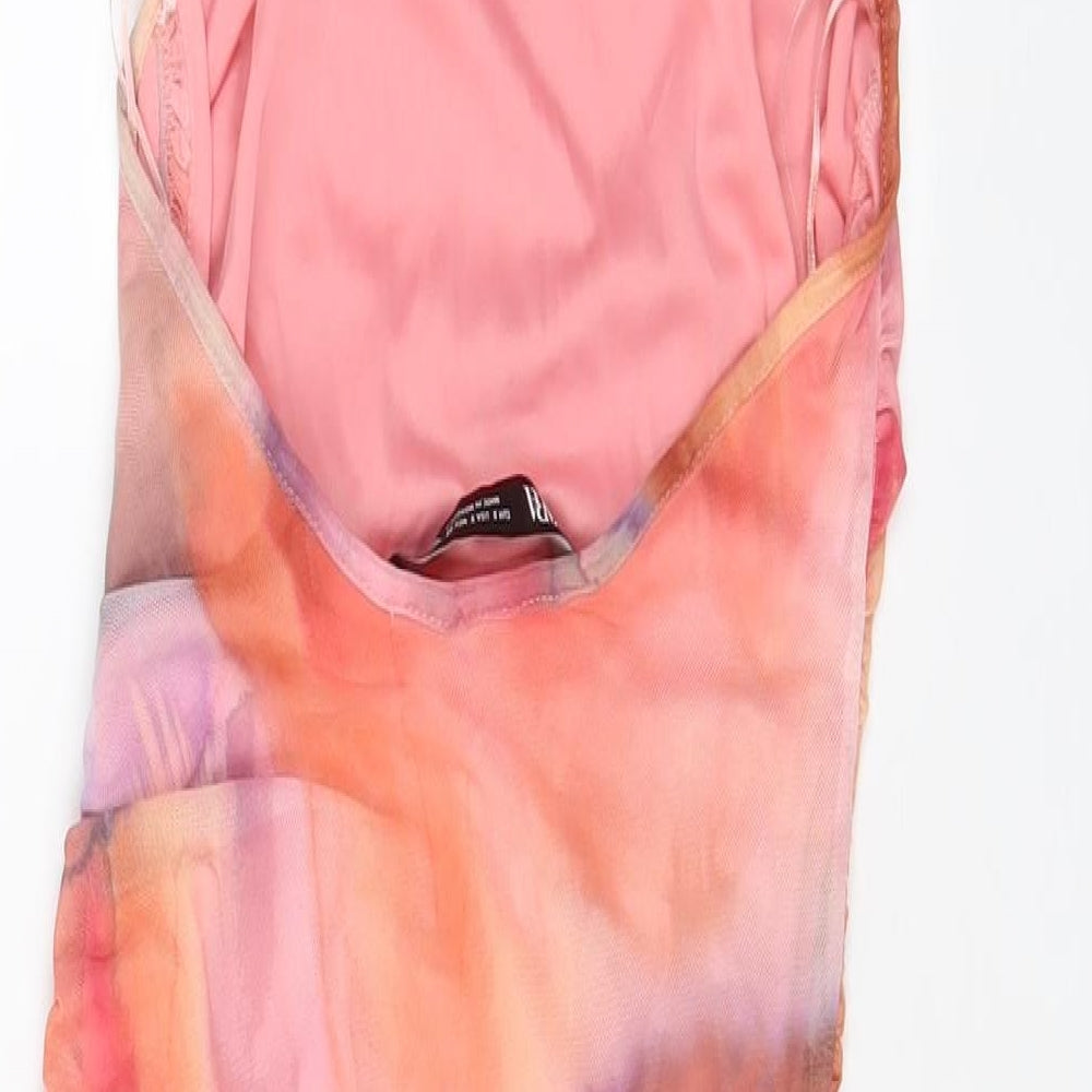 Zara Womens Multicoloured Geometric Polyester A-Line Size S Halter Zip