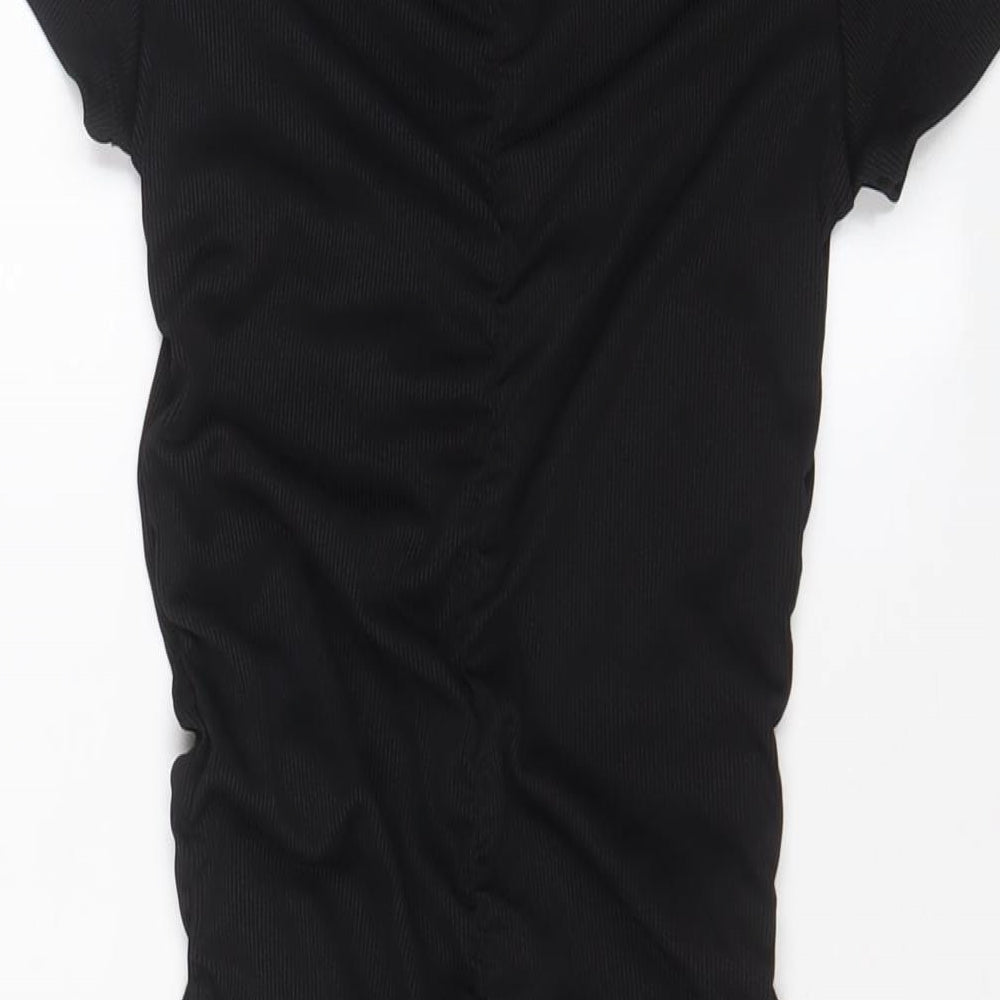 H&M Womens Black Polyester Bodycon Size S Crew Neck Pullover