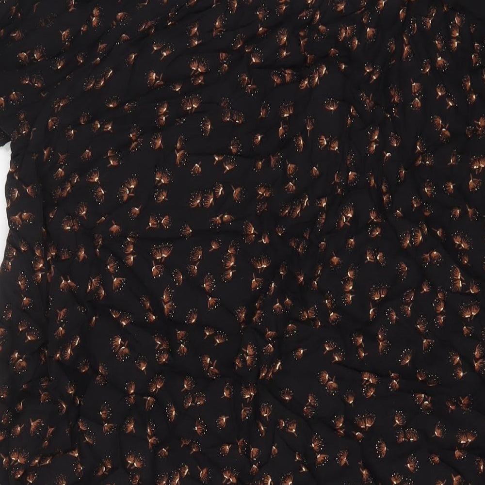 Principles Womens Black Geometric Viscose A-Line Size M V-Neck Pullover
