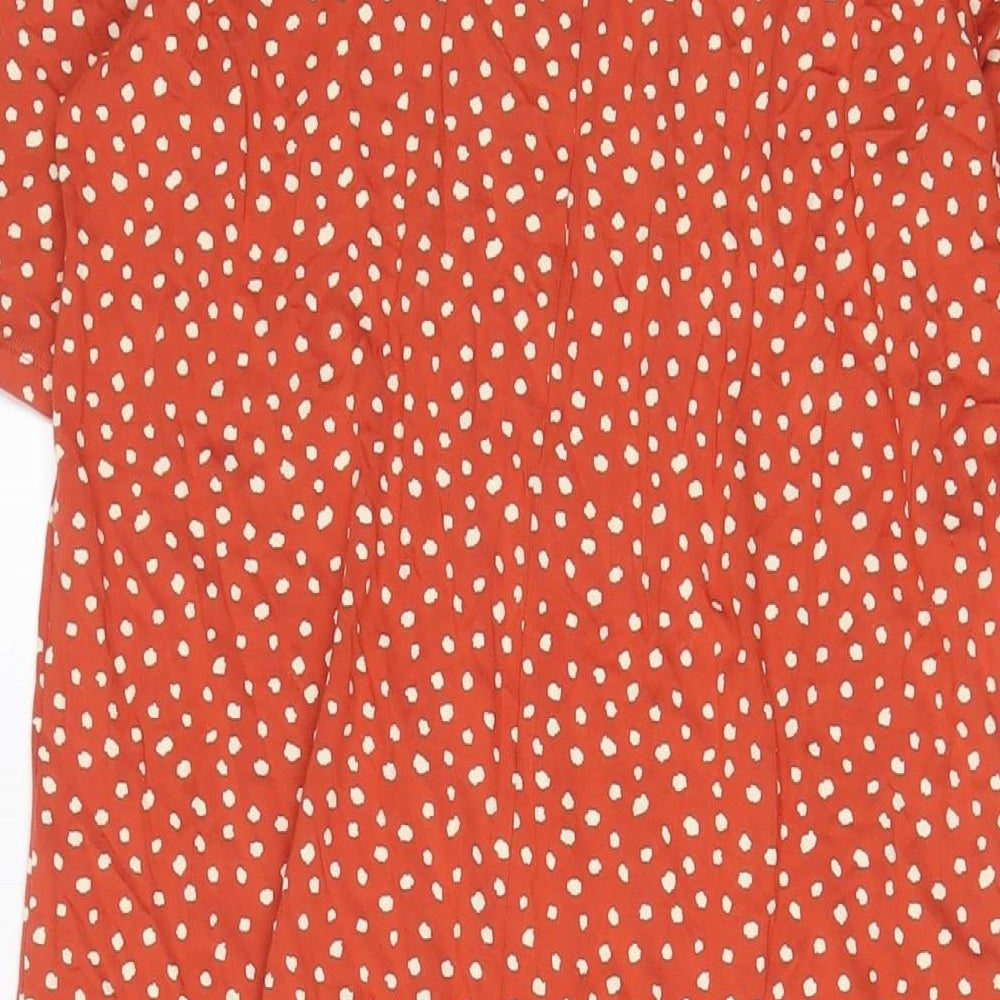 Marks & Spencer Womens Brown Polka Dot Viscose A-Line Size 12 Crew Neck Pullover