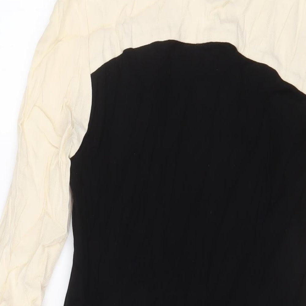 Marks & Spencer Womens Beige Viscose A-Line Size 12 Round Neck Button