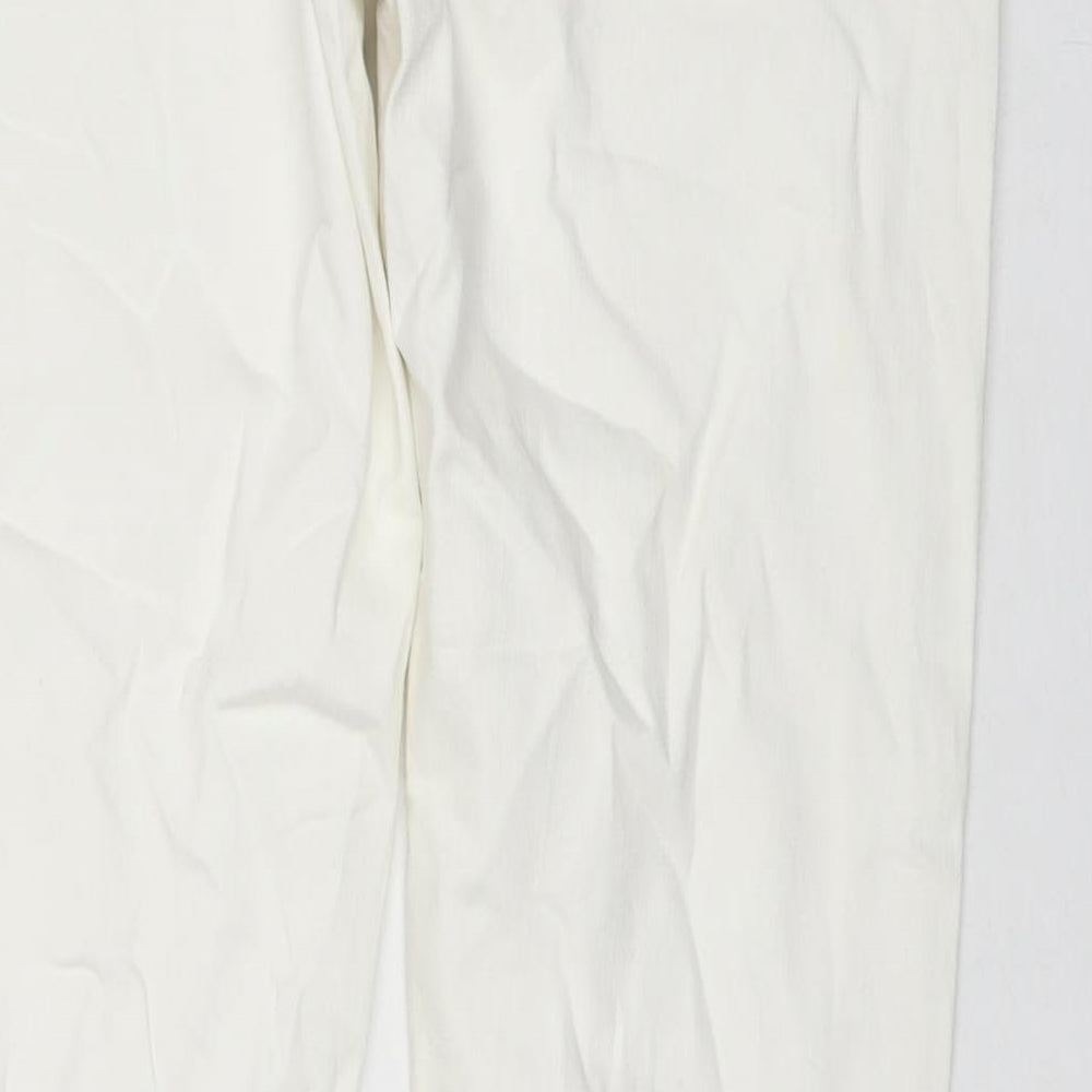 Marks & Spencer Womens White Cotton Tapered Jeans Size 12 L24 in Regular Zip