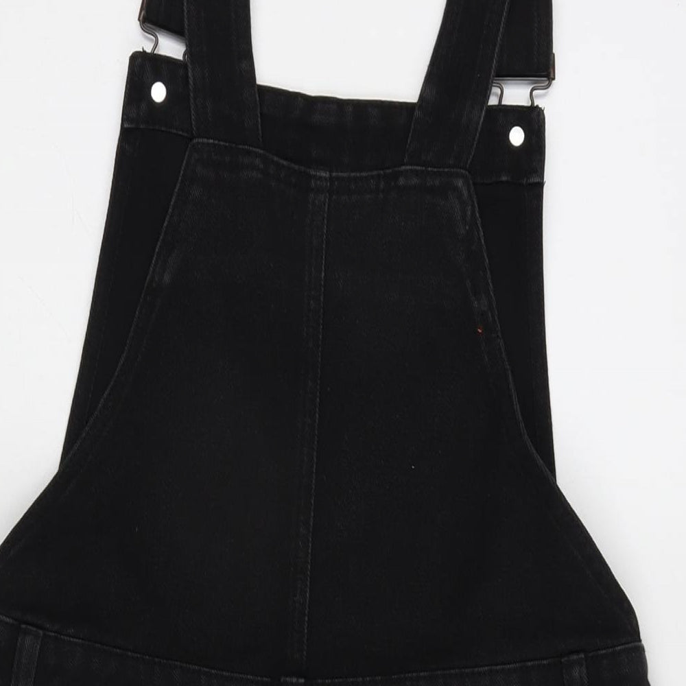 New Look Girls Black Cotton Dungaree One-Piece Size 14 Years L3 in Button - Braces ajustable