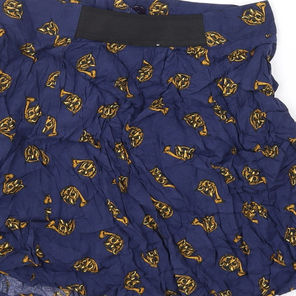 Cooperative Womens Blue Geometric Viscose Mini Skirt Size S Zip