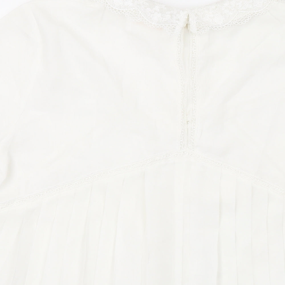Grace & Mila Womens White Polyester Basic Blouse Size S Round Neck