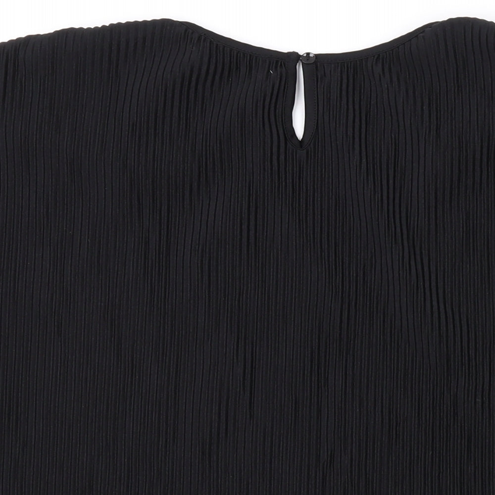 Marks & Spencer Womens Black Polyester Basic T-Shirt Size 12 Round Neck