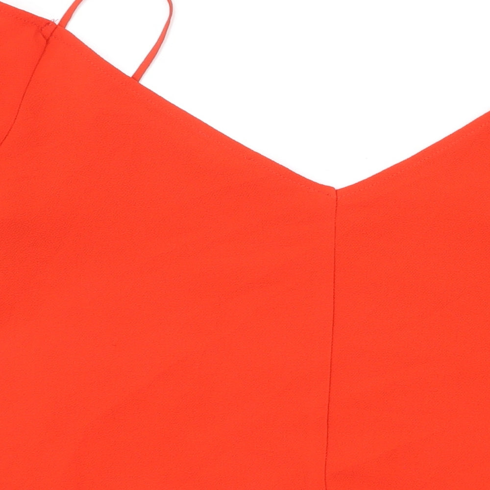 River Island Womens Red Polyester Basic Blouse Size 10 V-Neck