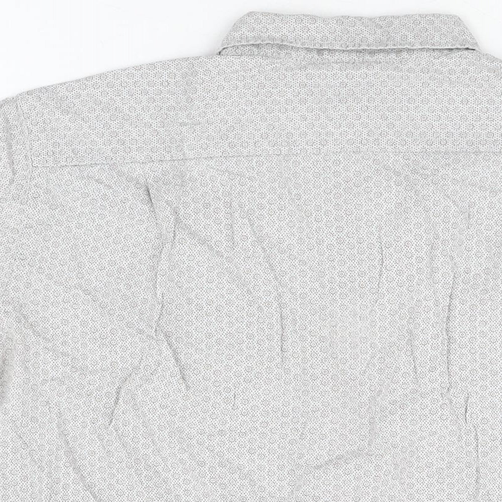 Uniqlo Mens Grey Geometric Cotton Button-Up Size S Collared Button