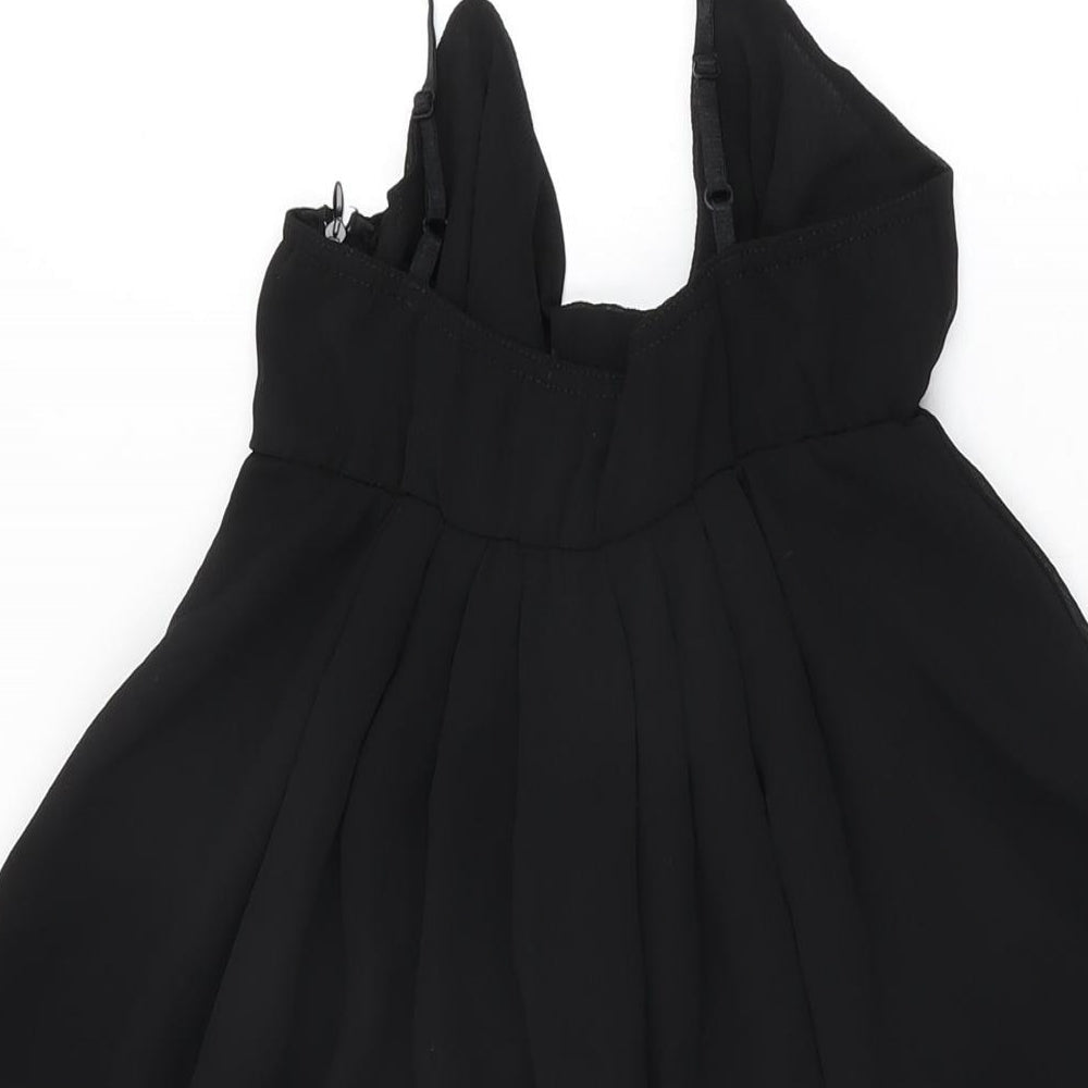 Love Womens Black Polyester Mini Size S V-Neck Zip - Size S/M