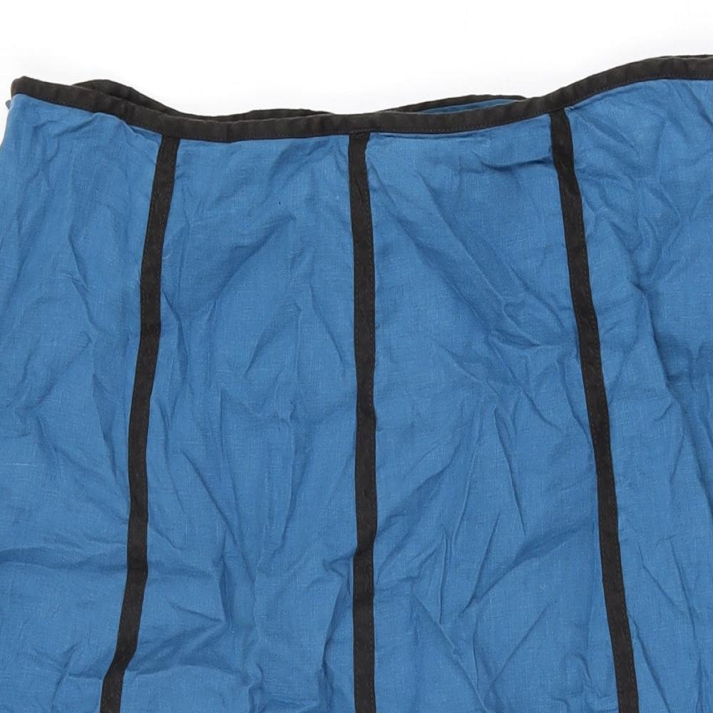 Wrap Womens Blue Linen Swing Skirt Size 14 Zip