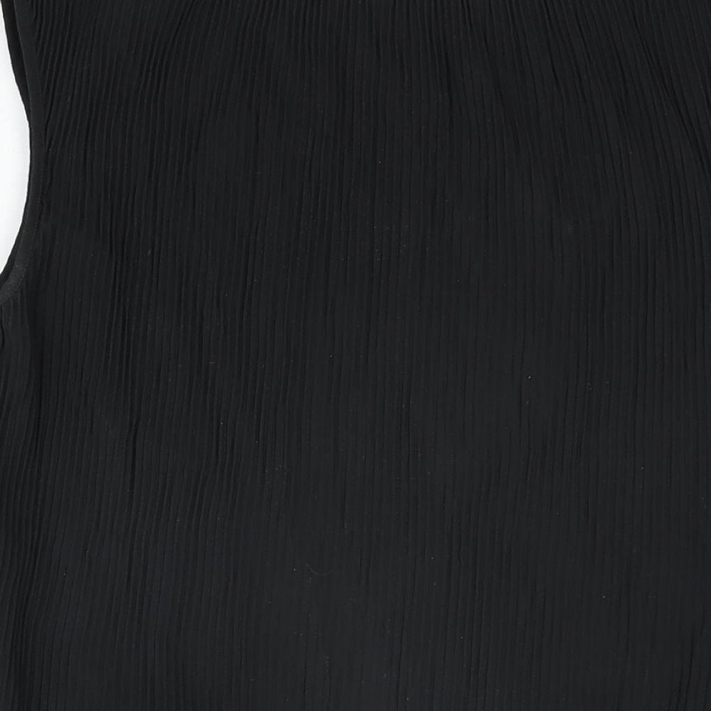 NEXT Womens Black Polyester Basic T-Shirt Size 8 V-Neck