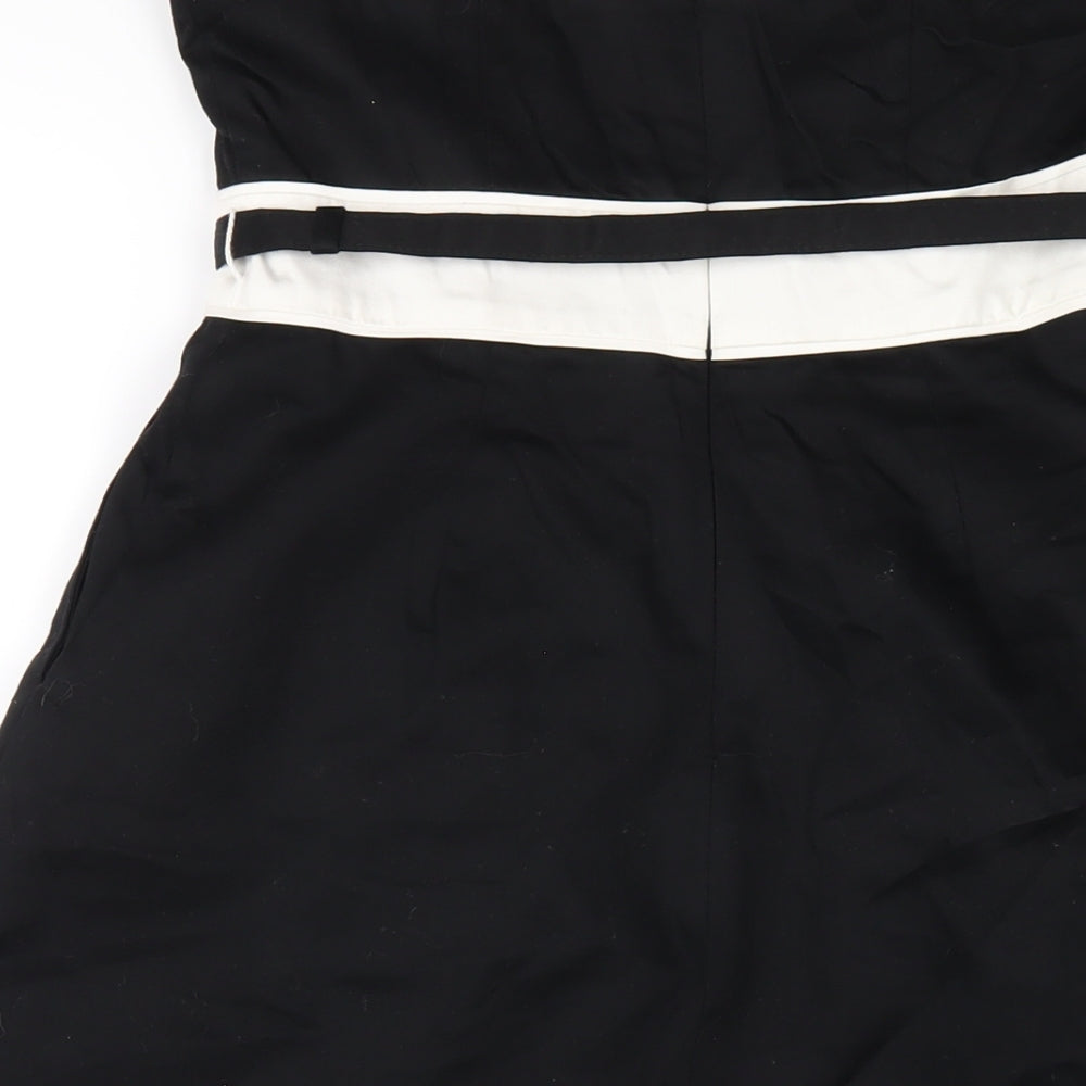 BHS Womens Black Cotton A-Line Size 10 Sweetheart Zip