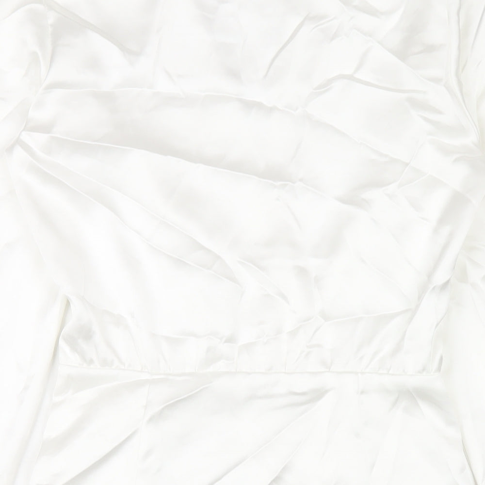 Zara Womens White Polyester Bodycon Size XS V-Neck Zip