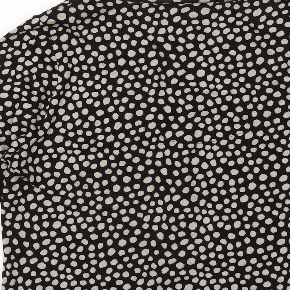 Marks & Spencer Womens Black Polka Dot Viscose Basic T-Shirt Size 14 V-Neck