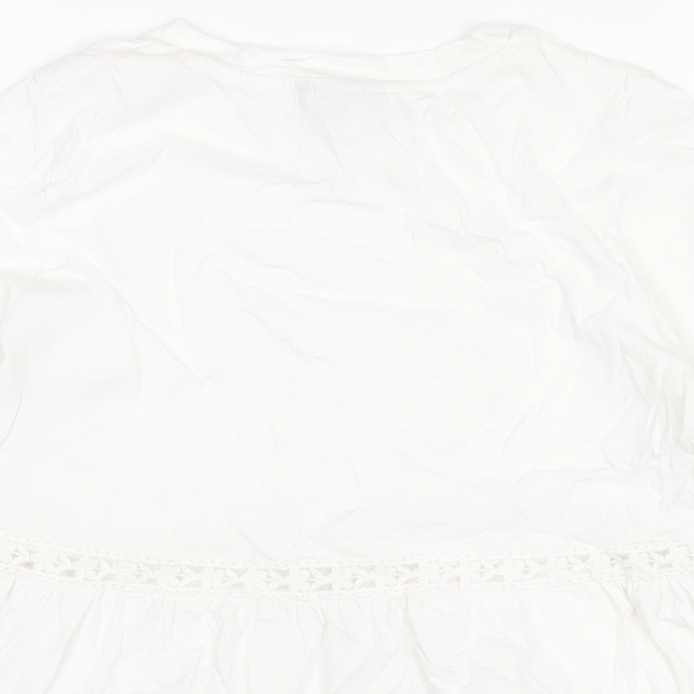 ASOS Womens White Cotton Basic T-Shirt Size 8 Round Neck