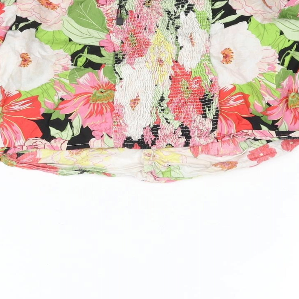 Zara Womens Multicoloured Floral Polyester Cropped Blouse Size S Off the Shoulder - Rouched