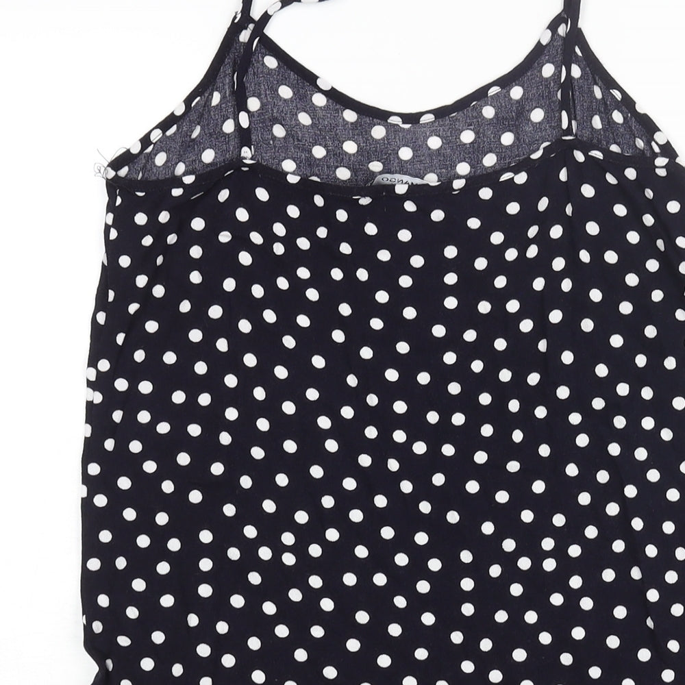 Mango Womens Blue Polka Dot Viscose Mini Size S Scoop Neck Pullover