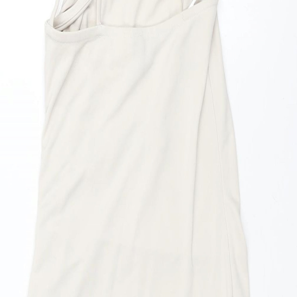H&M Womens Ivory Polyester Mini Size XS One Shoulder Pullover - Rouched