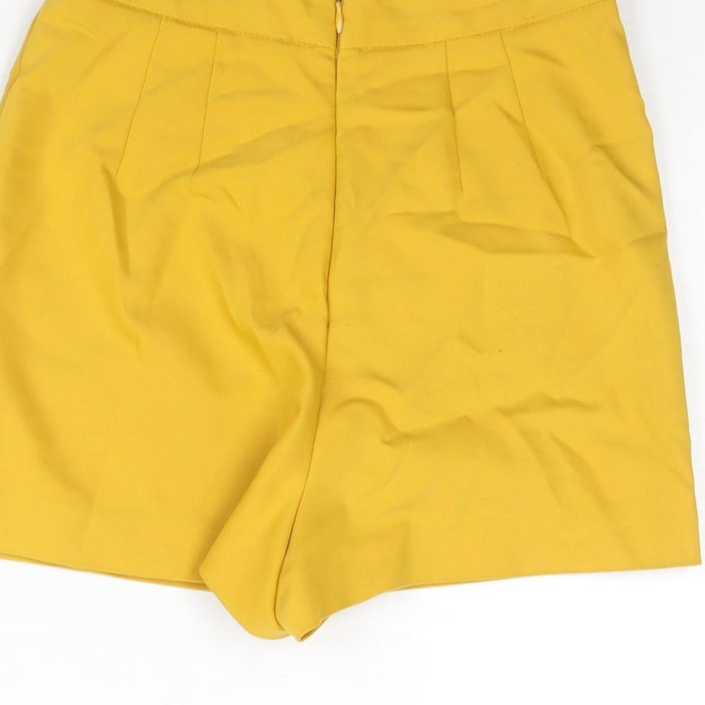 Zara Womens Yellow Polyester Skort Skirt Size XS Zip - Pocket