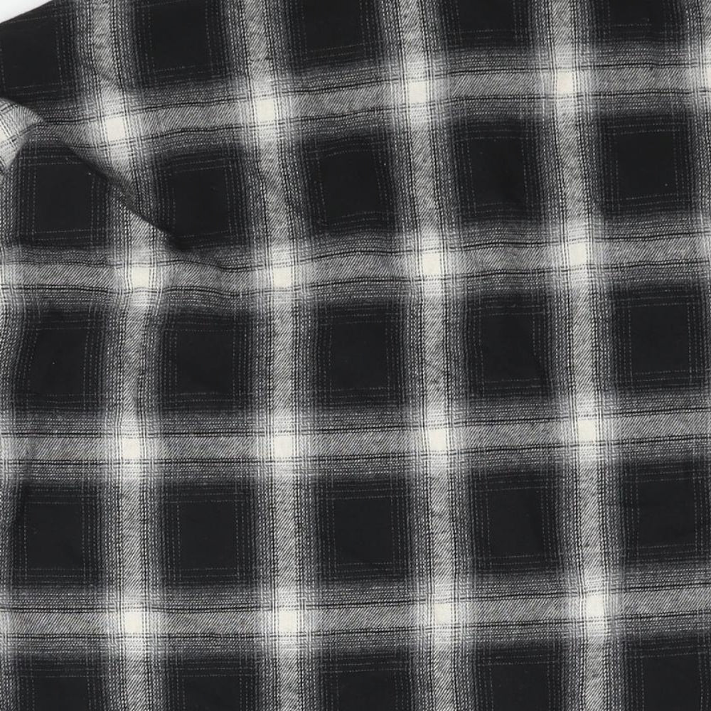 PRETTYLITTLETHING Womens Black Check Polyester Basic Button-Up Size 8 Collared - PLT Logo