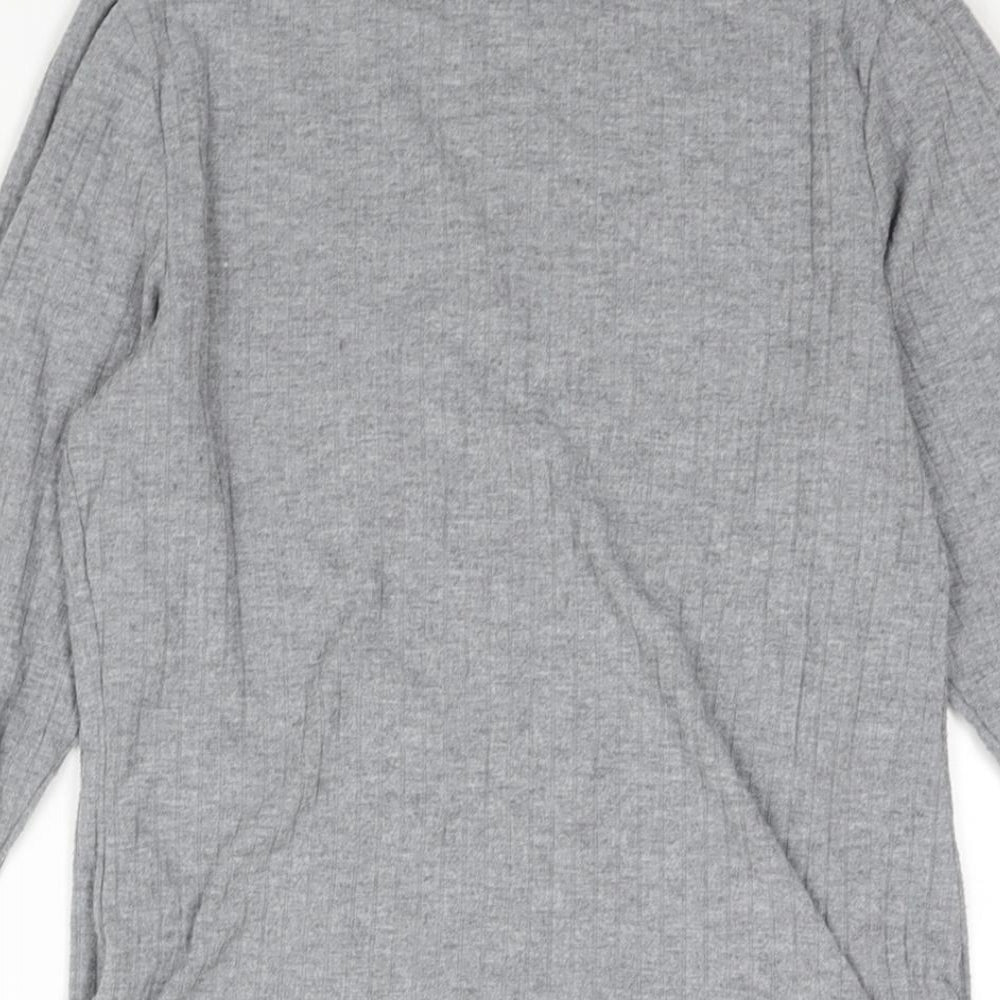 River Island Womens Grey Viscose Basic Blouse Size 10 Mock Neck - Ribbed