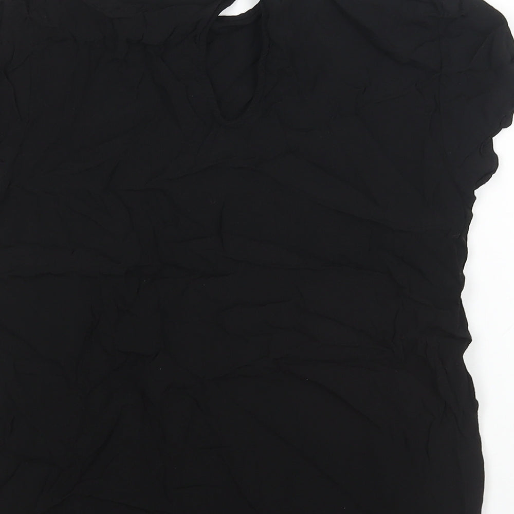 H&M Womens Black Viscose Basic Blouse Size 8 Round Neck