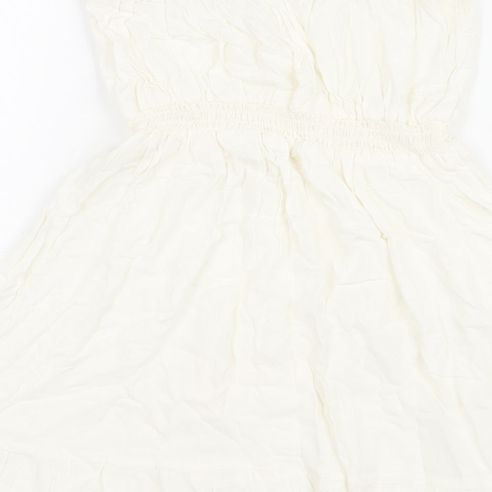 H&M Womens Ivory Viscose A-Line Size 8 Square Neck Pullover