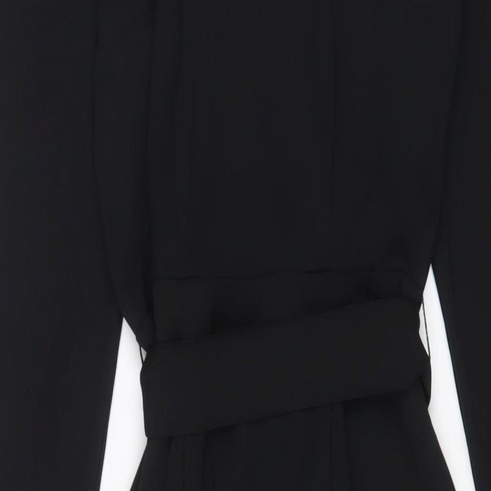 Marks & Spencer Womens Black Polyester A-Line Size 8 Collared Pullover - Belted