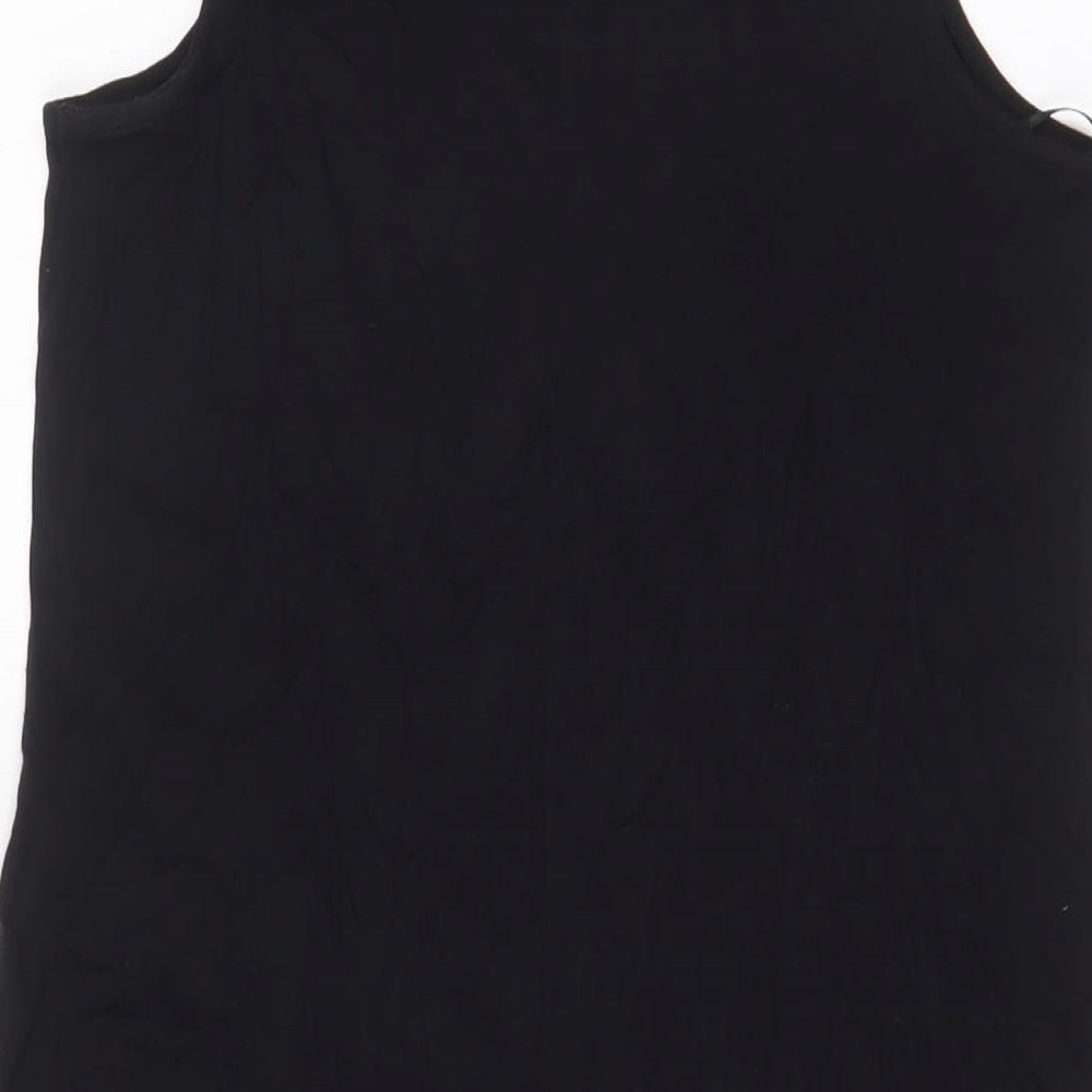 Marks & Spencer Womens Black Viscose A-Line Size 8 Boat Neck Pullover
