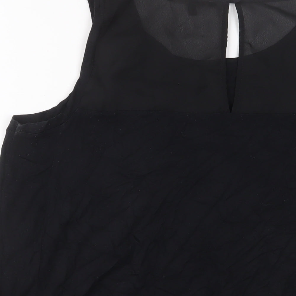 NEXT Womens Black Viscose Basic Tank Size 16 Boat Neck