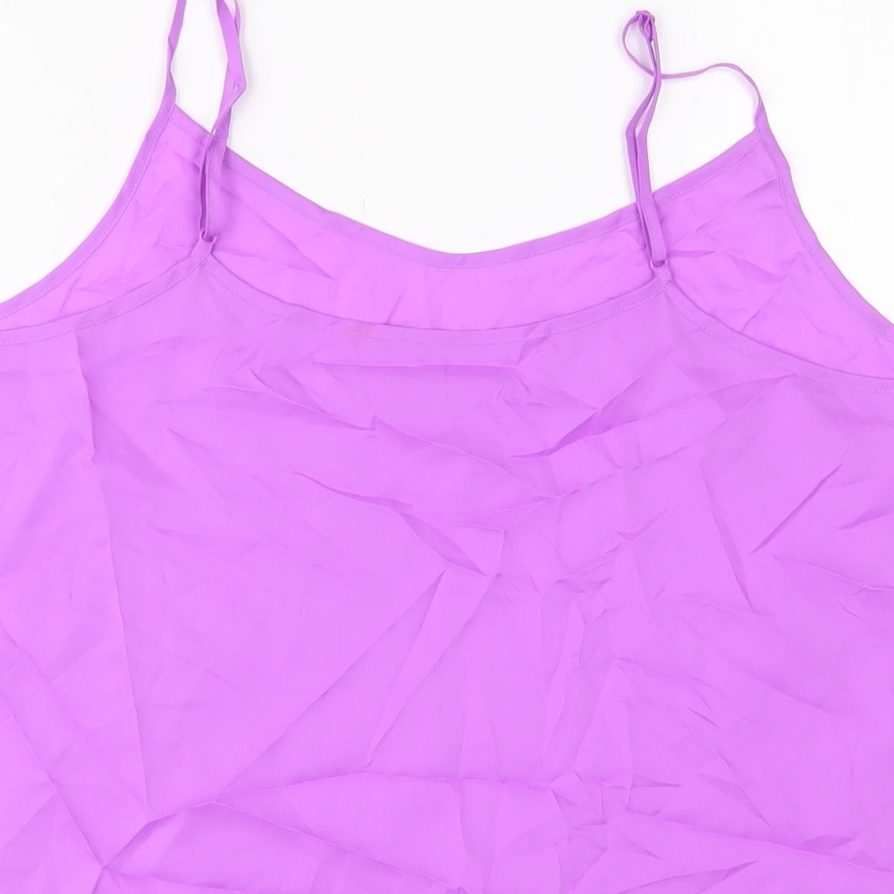 Marks & Spencer Womens Purple Polyester Basic Tank Size 14 V-Neck