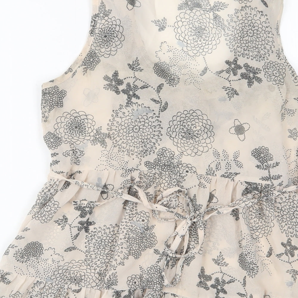 Dorothy Perkins Womens Beige Geometric Polyester Basic Tank Size 8 Scoop Neck - Belted