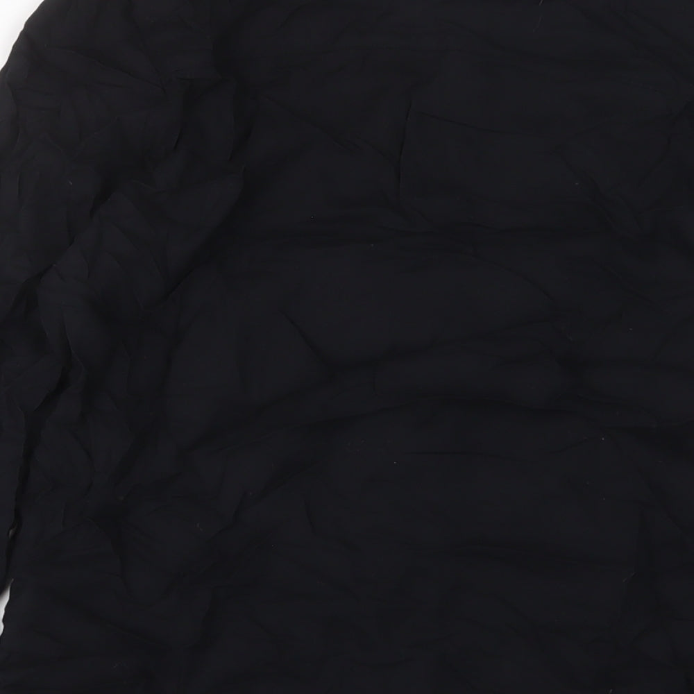 H&M Womens Black Viscose Basic Button-Up Size 8 Collared