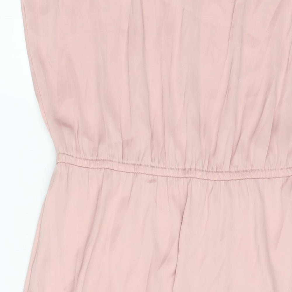 H&M Womens Pink Polyester A-Line Size 14 Crew Neck Pullover - Keyhole neck