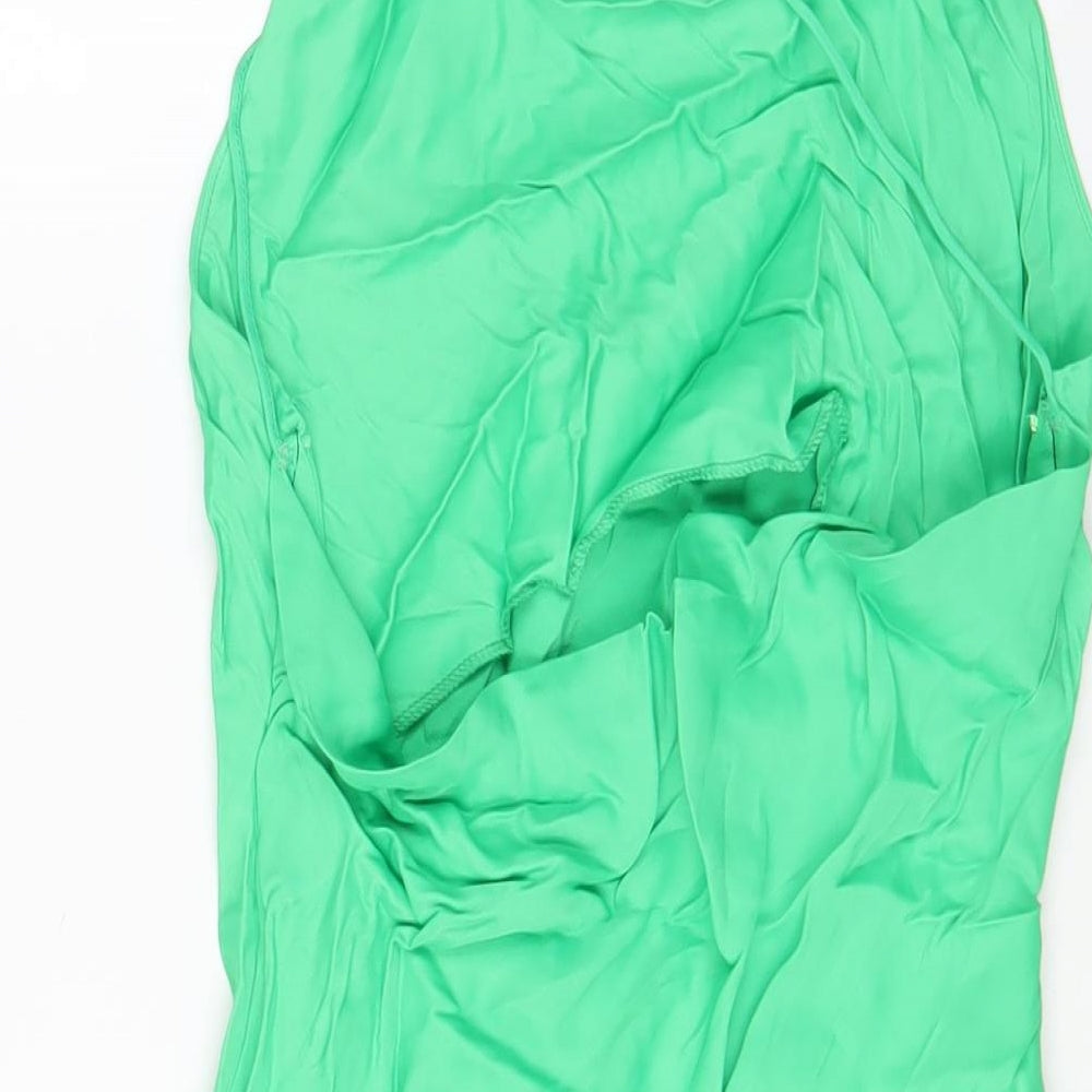 Zara Womens Green Polyester A-Line Size L Cowl Neck Pullover